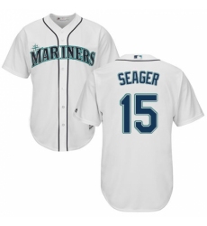 Youth Majestic Seattle Mariners #15 Kyle Seager Replica White Home Cool Base MLB Jersey