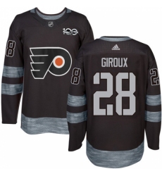 Men's Adidas Philadelphia Flyers #28 Claude Giroux Authentic Black 1917-2017 100th Anniversary NHL Jersey