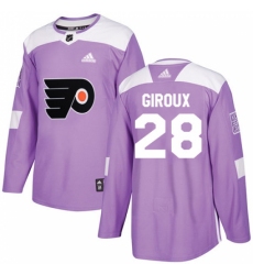 Men's Adidas Philadelphia Flyers #28 Claude Giroux Authentic Purple Fights Cancer Practice NHL Jersey