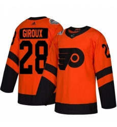 Men's Adidas Philadelphia Flyers #28 Claude Giroux Orange Authentic 2019 Stadium Series Stitched NHL Jersey