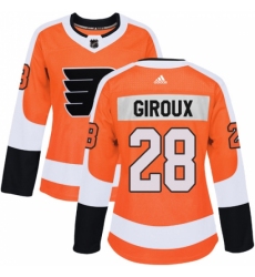 Women's Adidas Philadelphia Flyers #28 Claude Giroux Authentic Orange Home NHL Jersey