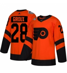 Women's Adidas Philadelphia Flyers #28 Claude Giroux Orange Authentic 2019 Stadium Series Stitched NHL Jersey