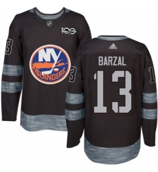 Men's Adidas New York Islanders #13 Mathew Barzal Authentic Black 1917-2017 100th Anniversary NHL Jersey