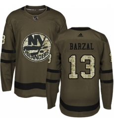 Men's Adidas New York Islanders #13 Mathew Barzal Authentic Green Salute to Service NHL Jersey