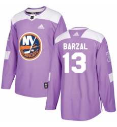 Men's Adidas New York Islanders #13 Mathew Barzal Authentic Purple Fights Cancer Practice NHL Jersey