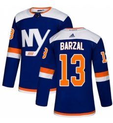 Men's Adidas New York Islanders #13 Mathew Barzal Premier Blue Alternate NHL Jersey