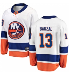 Men's New York Islanders #13 Mathew Barzal Fanatics Branded White Away Breakaway NHL Jersey