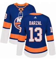 Women's Adidas New York Islanders #13 Mathew Barzal Authentic Royal Blue Home NHL Jersey