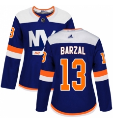 Women's Adidas New York Islanders #13 Mathew Barzal Premier Blue Alternate NHL Jersey
