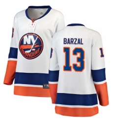 Women's New York Islanders #13 Mathew Barzal Fanatics Branded White Away Breakaway NHL Jersey