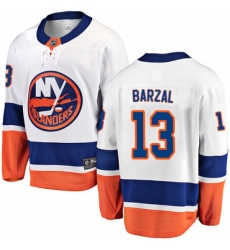 Youth New York Islanders #13 Mathew Barzal Fanatics Branded White Away Breakaway NHL Jersey