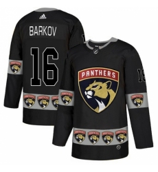 Men's Adidas Florida Panthers #16 Aleksander Barkov Authentic Black Team Logo Fashion NHL Jersey