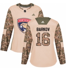 Women's Adidas Florida Panthers #16 Aleksander Barkov Authentic Camo Veterans Day Practice NHL Jersey