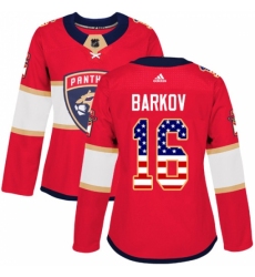 Women's Adidas Florida Panthers #16 Aleksander Barkov Authentic Red USA Flag Fashion NHL Jersey