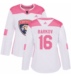 Women's Adidas Florida Panthers #16 Aleksander Barkov Authentic White/Pink Fashion NHL Jersey