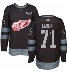 Men's Adidas Detroit Red Wings #71 Dylan Larkin Authentic Black 1917-2017 100th Anniversary NHL Jersey