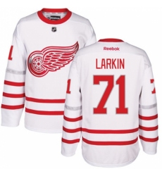 Men's Reebok Detroit Red Wings #71 Dylan Larkin Authentic White 2017 Centennial Classic NHL Jersey