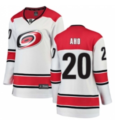 Women's Carolina Hurricanes #20 Sebastian Aho Authentic White Away Fanatics Branded Breakaway NHL Jersey