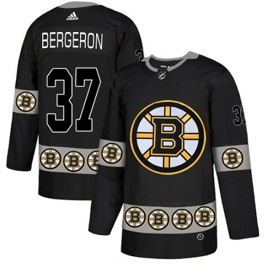 Men's Adidas Boston Bruins #37 Patrice Bergeron Authentic Black Team Logo Fashion NHL Jersey Men's Adidas Boston Bruins #37 Patrice Bergeron Authentic Black Team Logo Fashion NHL Jersey