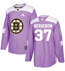 Men's Adidas Boston Bruins #37 Patrice Bergeron Authentic Purple Fights Cancer Practice NHL Jersey