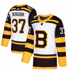 Men's Adidas Boston Bruins #37 Patrice Bergeron Authentic White 2019 Winter Classic NHL Jersey
