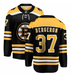 Men's Boston Bruins #37 Patrice Bergeron Authentic Black Home Fanatics Branded Breakaway NHL Jersey