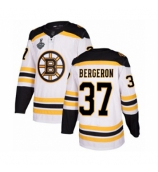 Men's Boston Bruins #37 Patrice Bergeron Authentic White Away 2019 Stanley Cup Final Bound Hockey Jersey