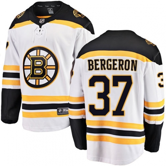 Men's Boston Bruins #37 Patrice Bergeron Authentic White Away Fanatics Branded Breakaway NHL Jersey Men's Boston Bruins #37 Patrice Bergeron Authentic White Away Fanatics Branded Breakaway NHL Jersey