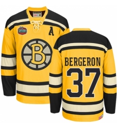 Men's CCM Boston Bruins #37 Patrice Bergeron Premier Gold Winter Classic Throwback NHL Jersey