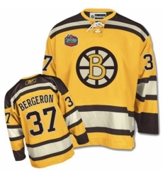 Men's Reebok Boston Bruins #37 Patrice Bergeron Premier Gold Winter Classic NHL Jersey
