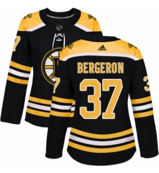 Women's Adidas Boston Bruins #37 Patrice Bergeron Authentic Black Home NHL Jersey