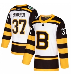 Youth Adidas Boston Bruins #37 Patrice Bergeron Authentic White 2019 Winter Classic NHL Jersey