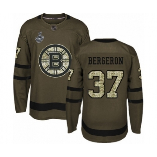 Youth Boston Bruins #37 Patrice Bergeron Authentic Green Salute to Service 2019 Stanley Cup Final Bound Hockey Jersey Youth Boston Bruins #37 Patrice Bergeron Authentic Green Salute to Service 2019 Stanley Cup Final Bound Hockey Jersey