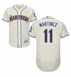 Men's Majestic Seattle Mariners #11 Edgar Martinez Cream Flexbase Authentic Collection MLB Jersey