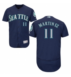 Men's Majestic Seattle Mariners #11 Edgar Martinez Navy Blue Flexbase Authentic Collection MLB Jersey