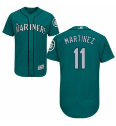 Men's Majestic Seattle Mariners #11 Edgar Martinez Teal Green Flexbase Authentic Collection MLB Jersey