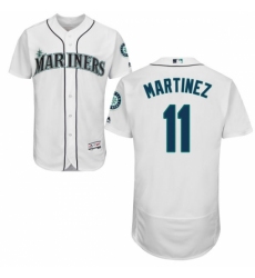 Men's Majestic Seattle Mariners #11 Edgar Martinez White Flexbase Authentic Collection MLB Jersey