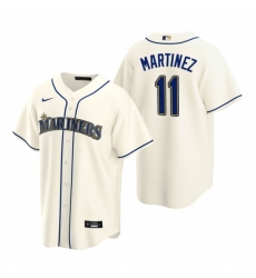 Men's Nike Seattle Mariners #11 Edgar Martinez Cream Alternate Stitched Baseball Jersey