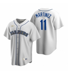Men's Nike Seattle Mariners #11 Edgar Martinez White Cooperstown Collection Home Stitched Baseball Jersey