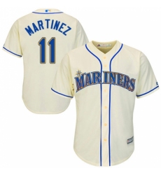Youth Majestic Seattle Mariners #11 Edgar Martinez Authentic Cream Alternate Cool Base MLB Jersey