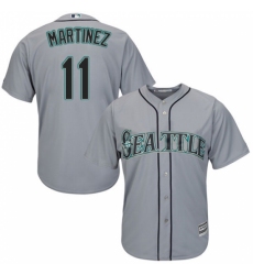 Youth Majestic Seattle Mariners #11 Edgar Martinez Authentic Grey Road Cool Base MLB Jersey