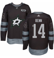 Men's Adidas Dallas Stars #14 Jamie Benn Authentic Black 1917-2017 100th Anniversary NHL Jersey