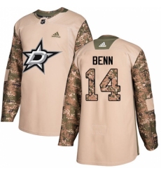 Men's Adidas Dallas Stars #14 Jamie Benn Authentic Camo Veterans Day Practice NHL Jersey