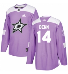 Men's Adidas Dallas Stars #14 Jamie Benn Authentic Purple Fights Cancer Practice NHL Jersey