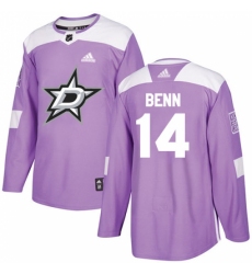 Youth Adidas Dallas Stars #14 Jamie Benn Authentic Purple Fights Cancer Practice NHL Jersey