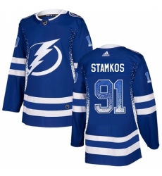 Men's Adidas Tampa Bay Lightning #91 Steven Stamkos Authentic Blue Drift Fashion NHL Jersey