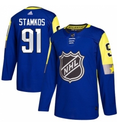 Men's Adidas Tampa Bay Lightning #91 Steven Stamkos Authentic Royal Blue 2018 All-Star Atlantic Division NHL Jersey