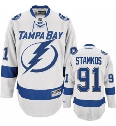 Men's Reebok Tampa Bay Lightning #91 Steven Stamkos Authentic White Away NHL Jersey