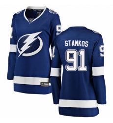 Women's Tampa Bay Lightning #91 Steven Stamkos Fanatics Branded Royal Blue Home Breakaway NHL Jersey