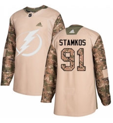 Youth Adidas Tampa Bay Lightning #91 Steven Stamkos Authentic Camo Veterans Day Practice NHL Jersey